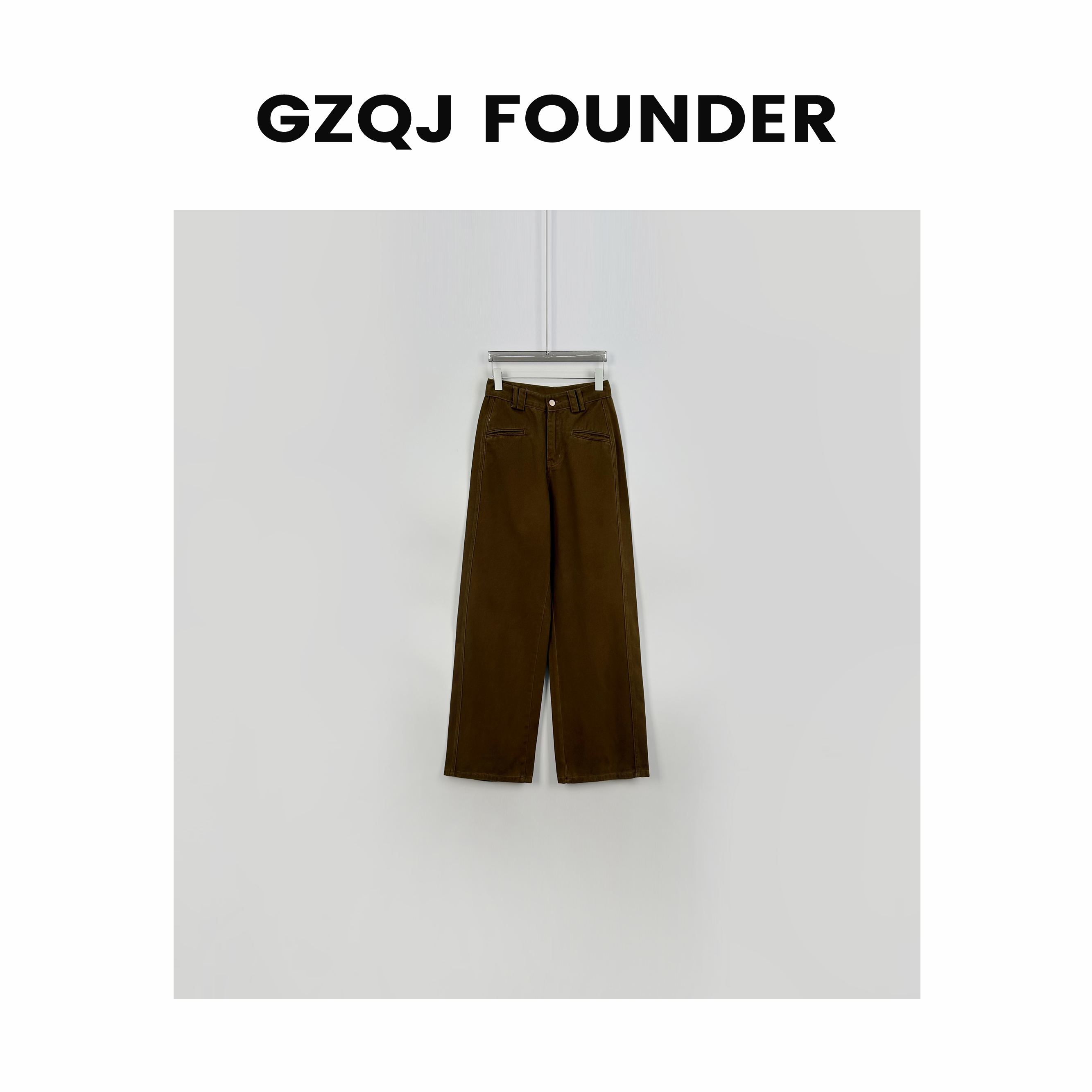 GZQJ【街拍裤】 小众设计纯色百搭宽松直筒简约休闲裤5283