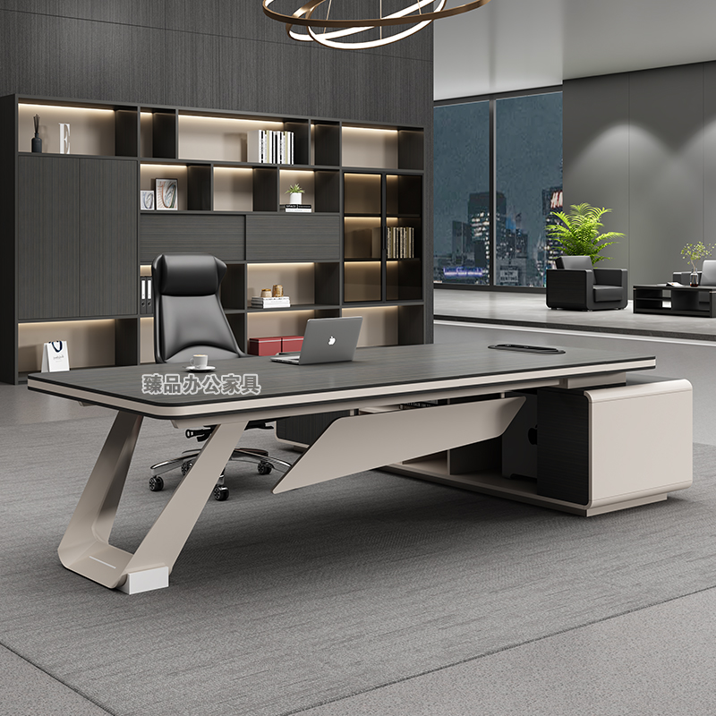 多层板老板桌简约时尚总裁桌办公桌大班台经理办公室桌椅组合全套