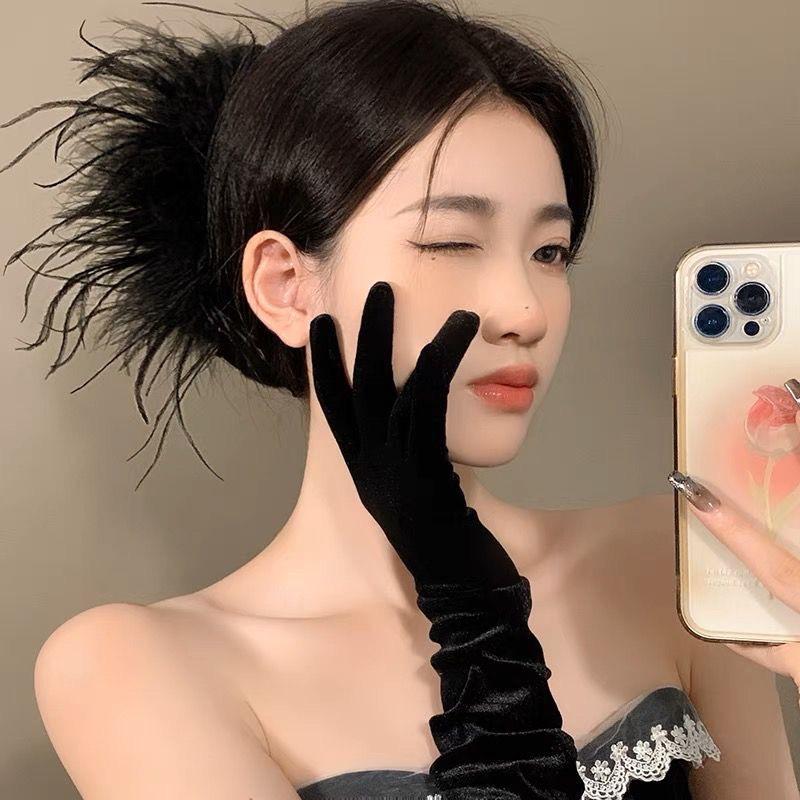 羽毛抓夹鸵鸟毛发夹网红气质女后脑勺鲨鱼夹超仙发饰夹子A61
