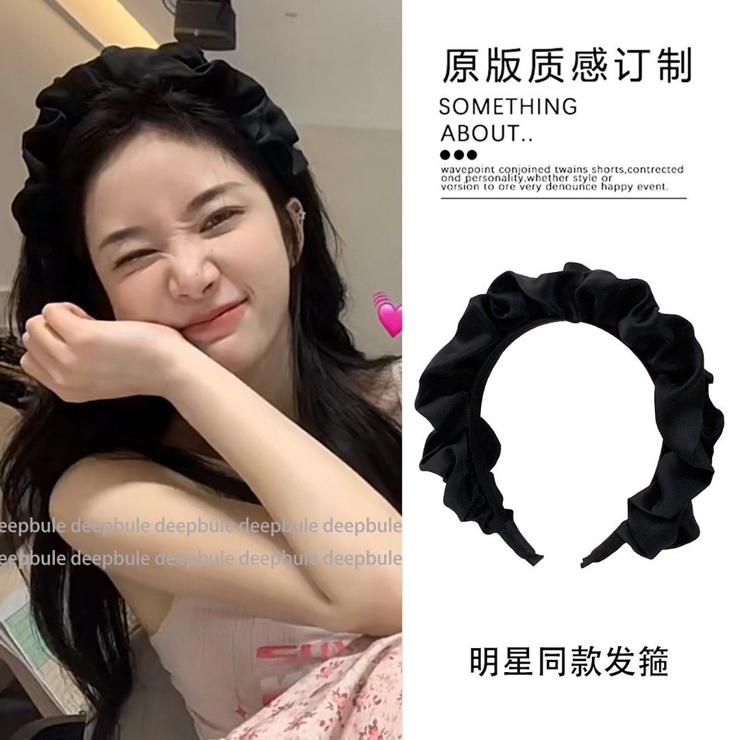 秋季百搭网红新款洗脸发带显脸小高颅顶褶皱发箍简约