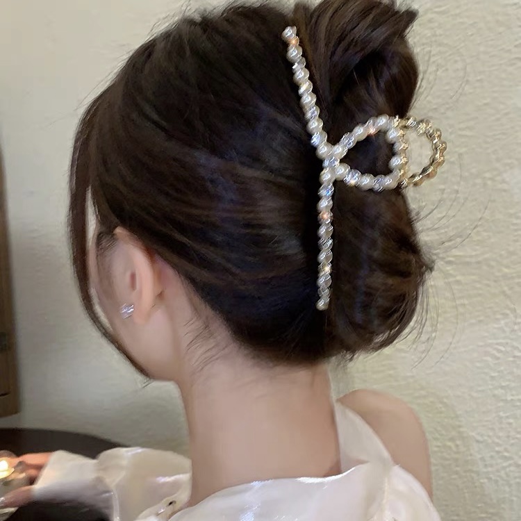 适合发量多的MM哦~法式珠珠闪闪发夹女后脑勺大号抓夹盘发鲨鱼夹