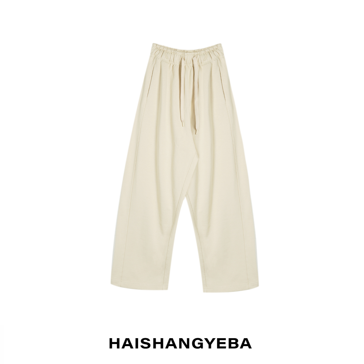 【海上叶爸】新款2024春秋百搭棉纯色松紧腰宽松简约休闲裤
