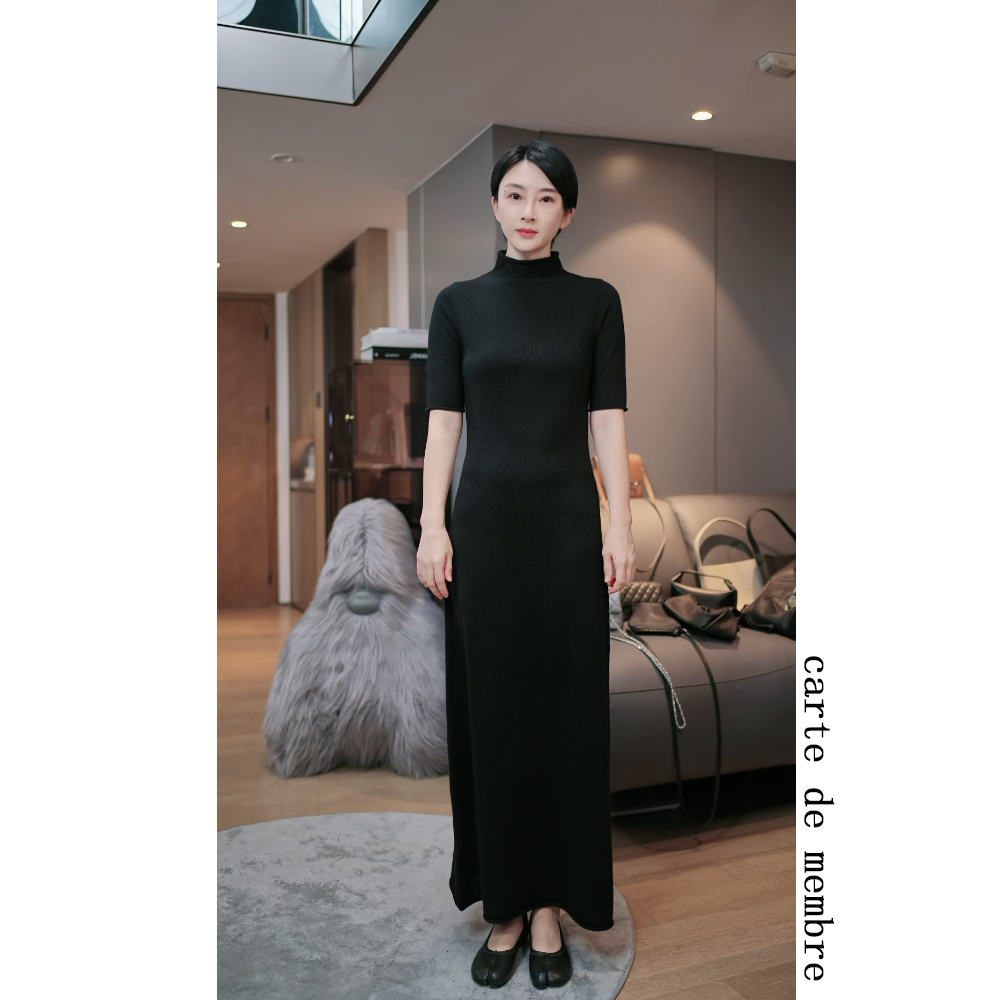 『会员款.毛织连衣裙』女士高端山羊绒连衣裙短袖长裙秋冬新款G1869