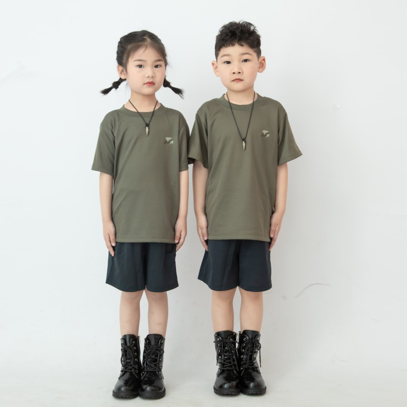 新款儿童短袖体能服学生训练服速干透气夏季圆领运动服亲子套装