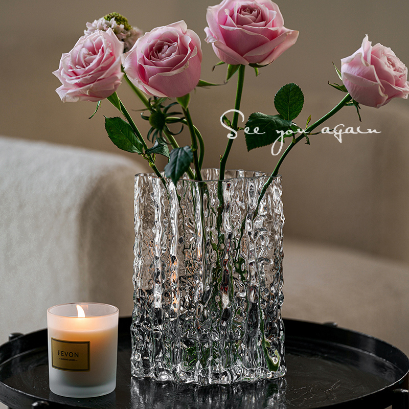 高级感花瓶摆件网红风透明玻璃水养插花鲜花客厅餐桌家用装饰