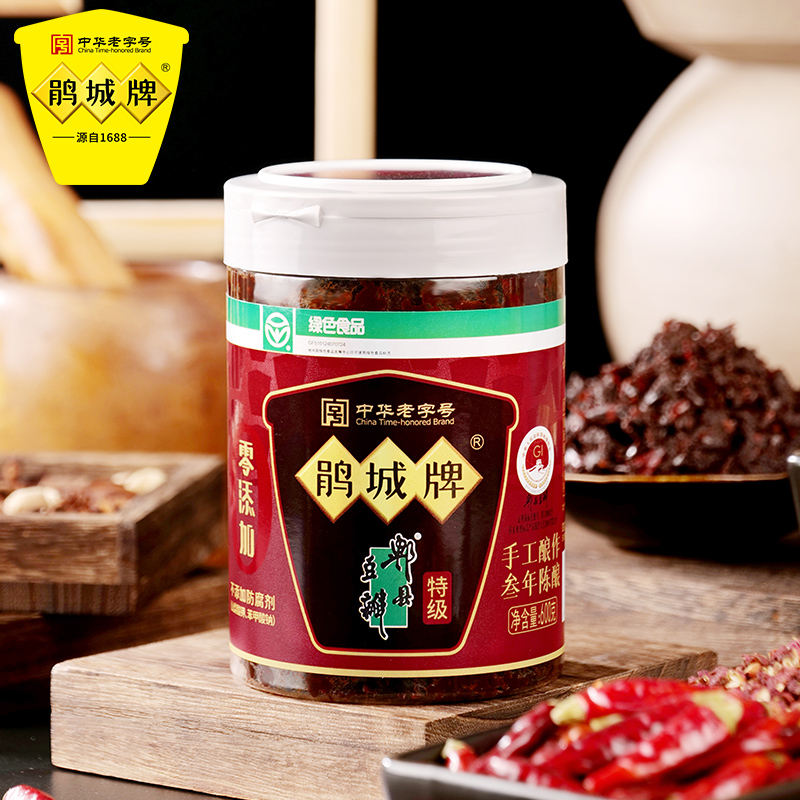 鹃城牌3年郫县豆瓣瓶装600g零添加传统手工制作鹃城豆瓣酱老字号