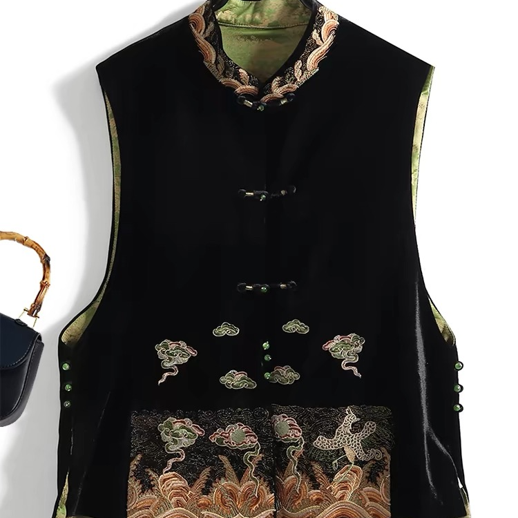 【淡雅佳人】新款新中式人丝香云工艺定位织锦手绘提花上衣 QY114C6