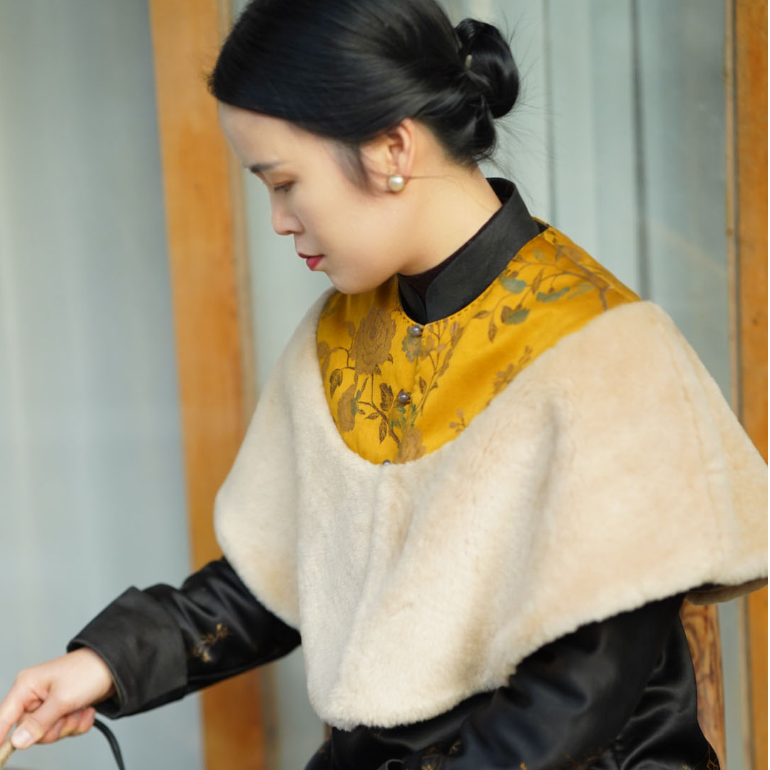 【石喃】原创设计新中式秋冬圆领披肩斗篷【遥知雪】