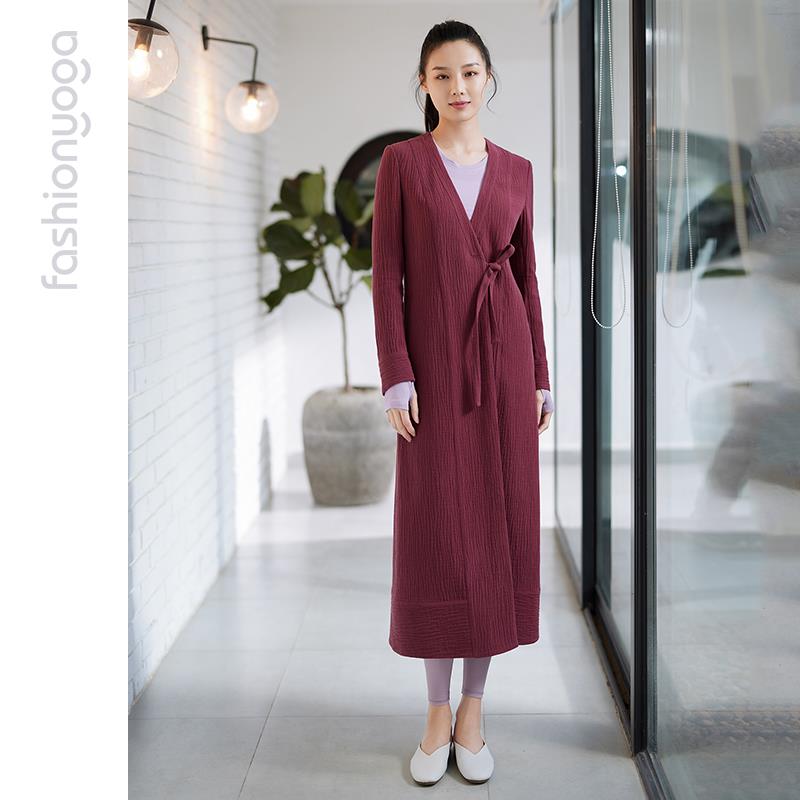 凡圣运动服优雅禅意麻厚款瑜伽长袍外套瑜伽外套FM08386连衣裙