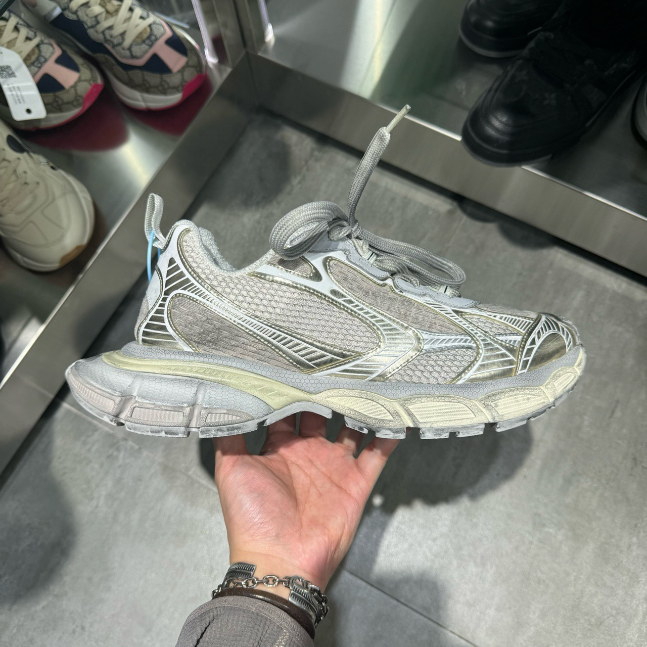 99新/43码/巴黎世家 3XL 米灰 老爹鞋/原盒配件/ HZ7191