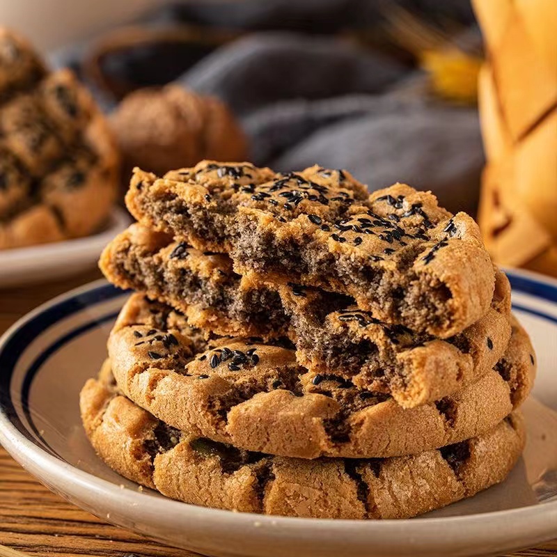 黑芝麻山药核桃夹心桃酥口口酥营养核桃酥口感美味年货必备