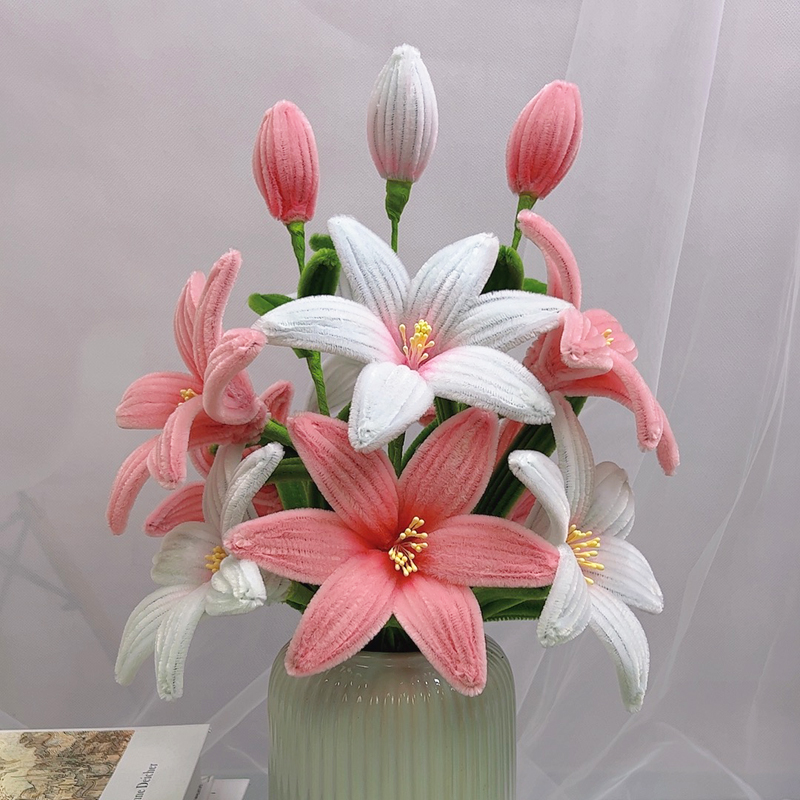 （不含花瓶）DIY简单版百合材料包加密扭扭棒制作送女友闺蜜母亲节
