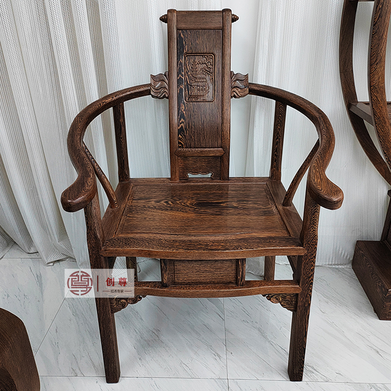 红木家具鸡翅木新文福椅仿古中式太师椅茶椅靠背休闲椅子