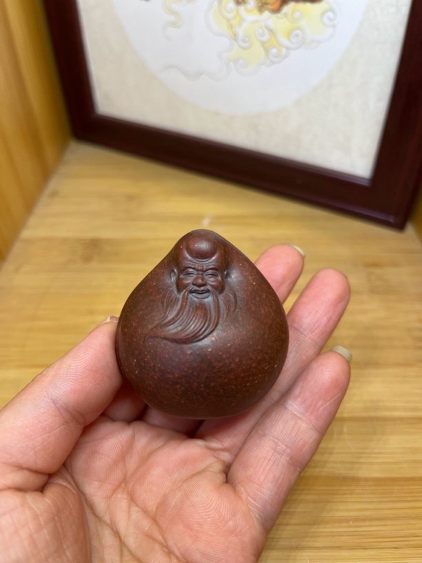精品紫砂茶宠 刘凤俊特定版古红泥寿星紫砂茶宠