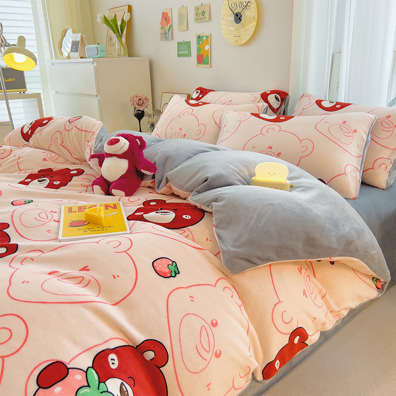 牛奶绒床上单被套加绒被加绒加厚双面珊瑚绒被套双面绒防寒单被套