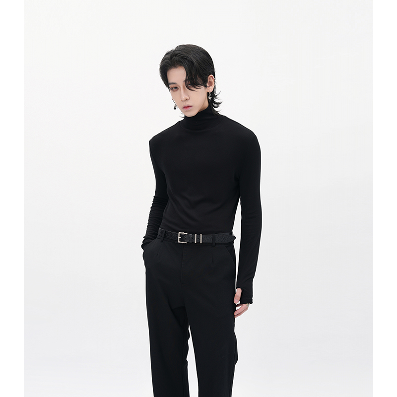 HARH「缚volně」原创轻薄弹力修身高领打底衫亲肤长袖针织T恤男