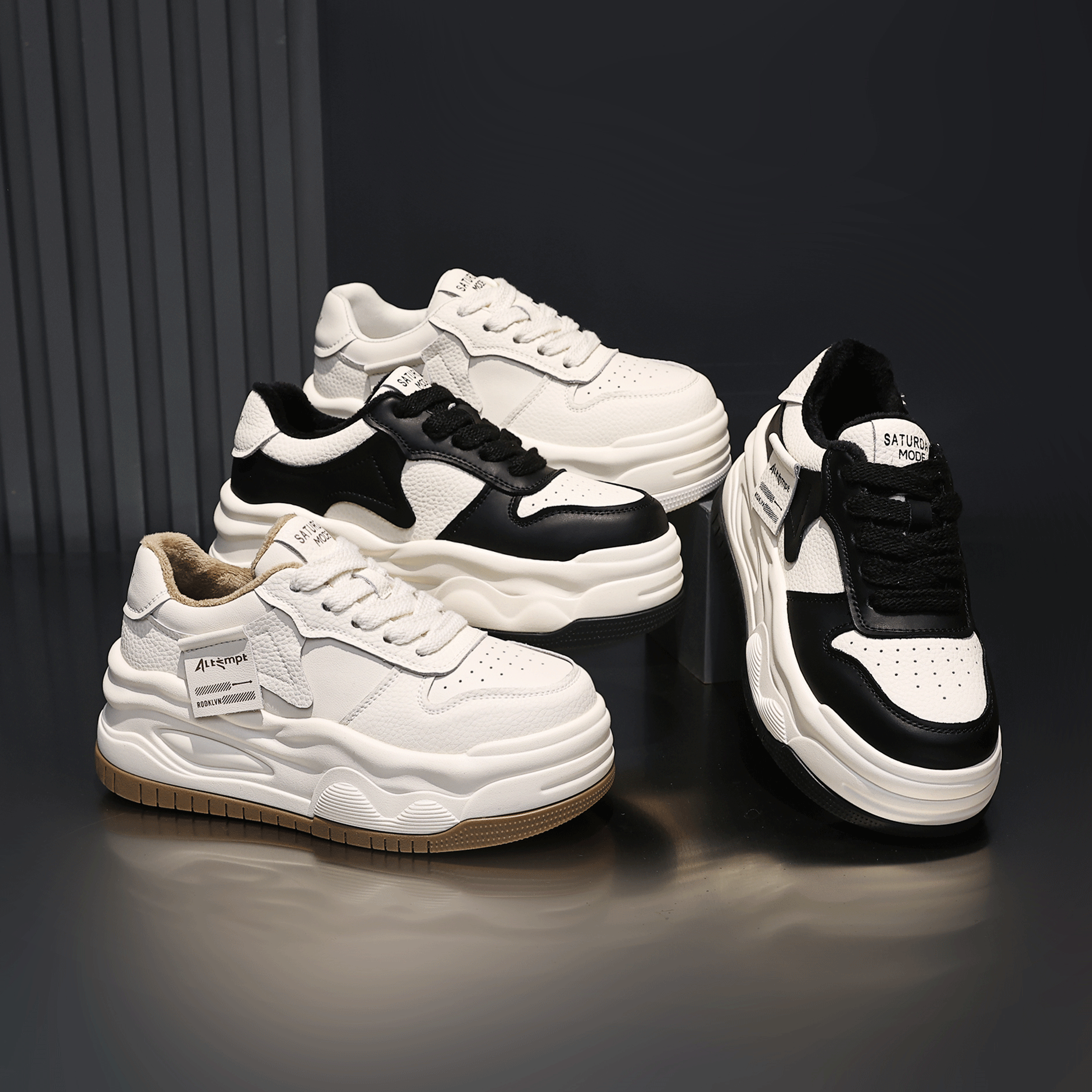 红蜻蜓牌2023秋冬新款厚底增高休闲板鞋女6cm松糕底小个子加绒熊