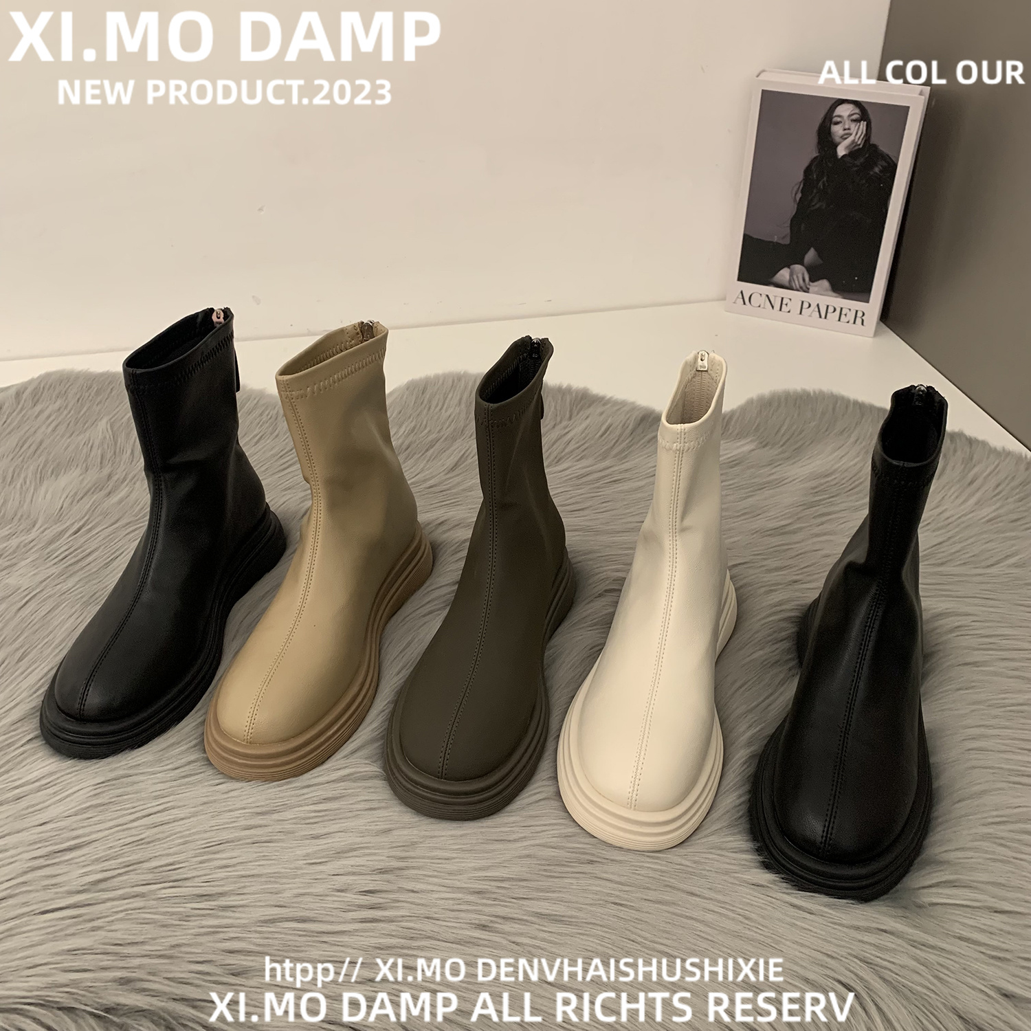 红蜻蜓牌ins短靴女2023秋冬季靴子爆款短筒瘦瘦靴平底加绒马丁靴