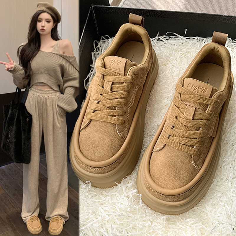 红蜻蜓牌加绒小众时尚休闲厚底小白鞋女复古2023新款网红ins百搭