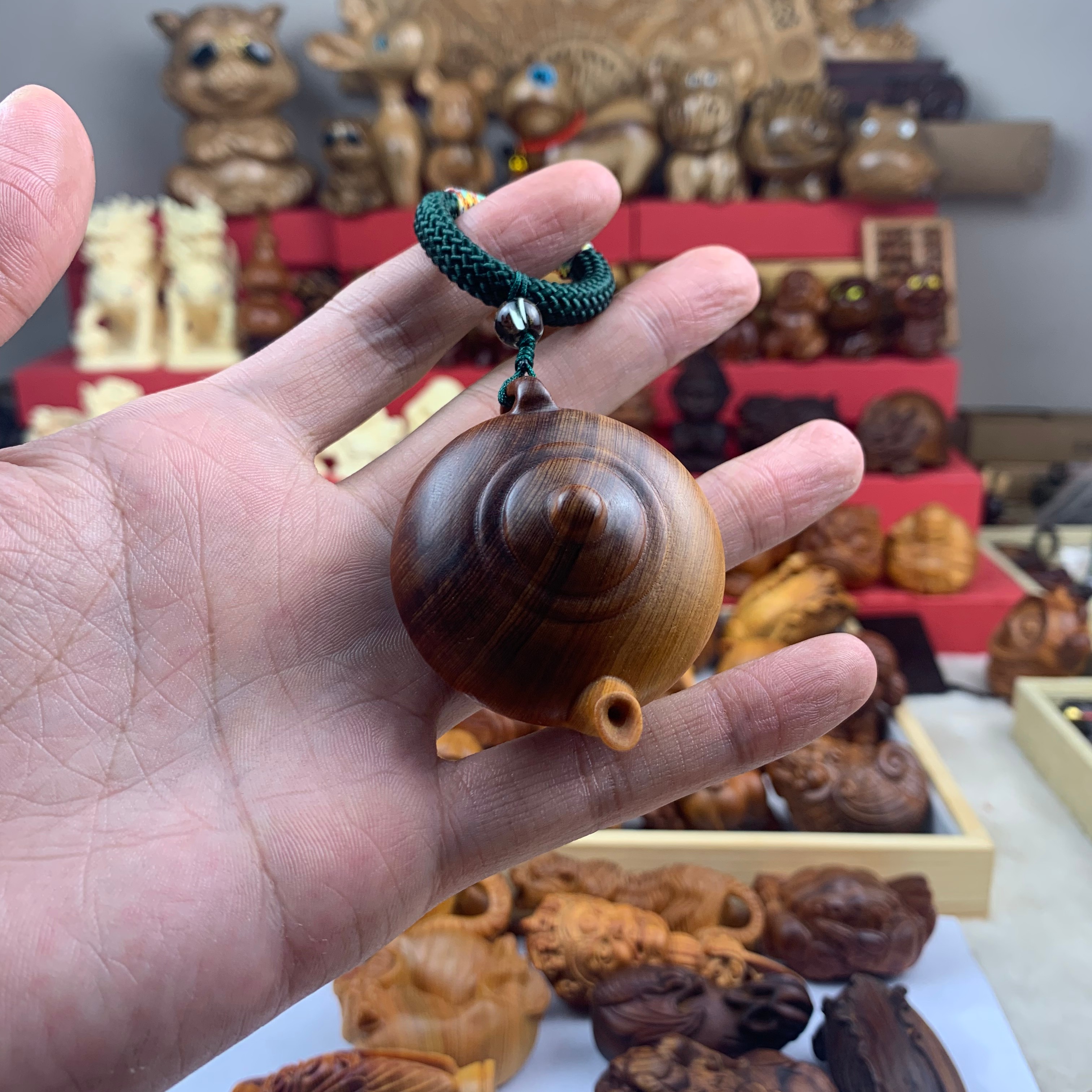 高货哦 陈化料崖柏透光把把壶手把件