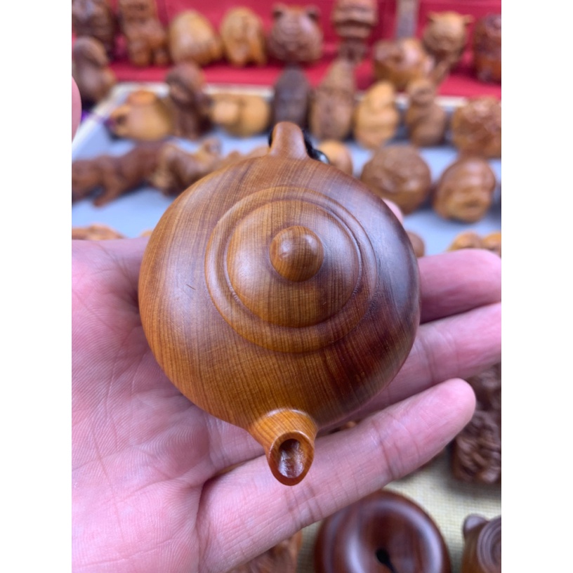 高货哦 陈化料崖柏透光大号把把壶手把件