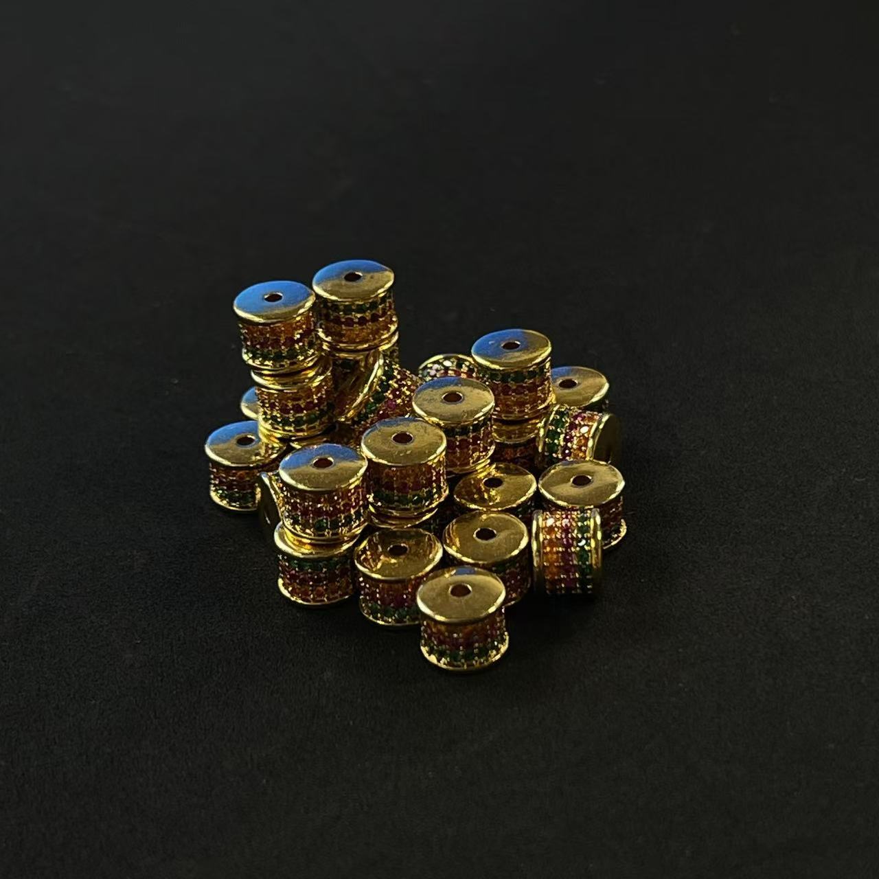 S6780 黄铜钻面三色小隔珠文玩时尚饰品配饰