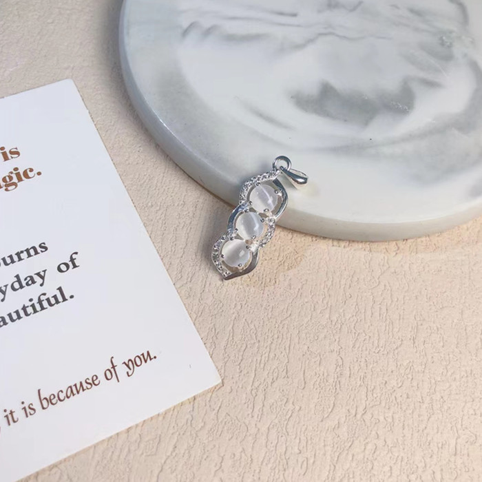 坠链均足银 足银990【相思豆吊坠】时尚气质镶嵌（不含链子）