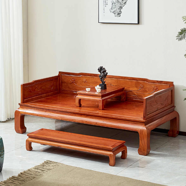 花梨木罗汉床新中式全实木贵妃床三人座红木沙发椅刺猬紫檀罗汉塌