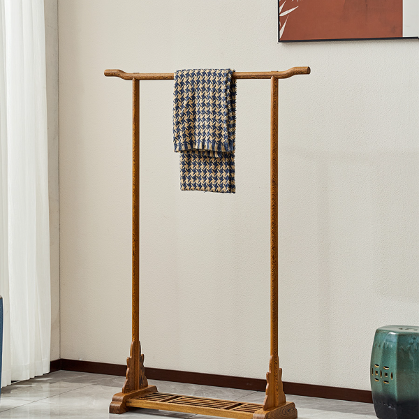 落地衣架中式红木简易立式鸡翅木实木家用挂衣网红卧室创意衣帽架