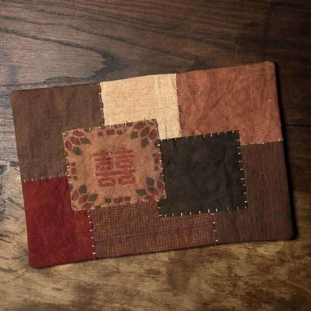 熙熙手作｜全手工柿染喜子字拼布茶席20*30/30*40古风中式中国风