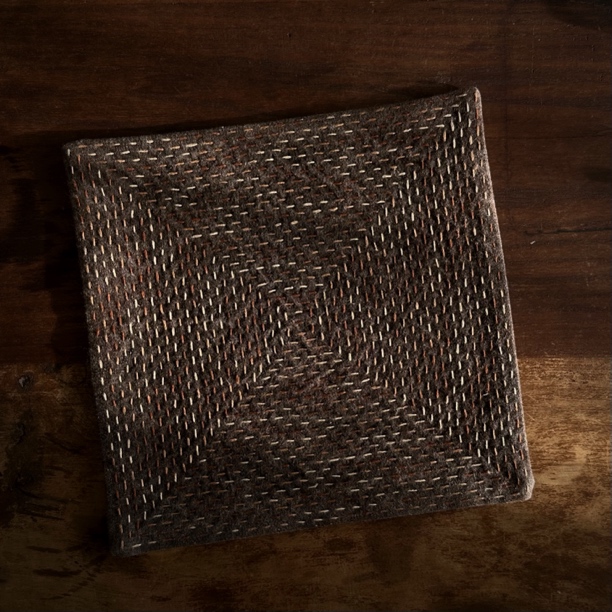 熙熙手作｜薯莨河泥染密密缝25cm手工布垫新中式编织防烫环保复古