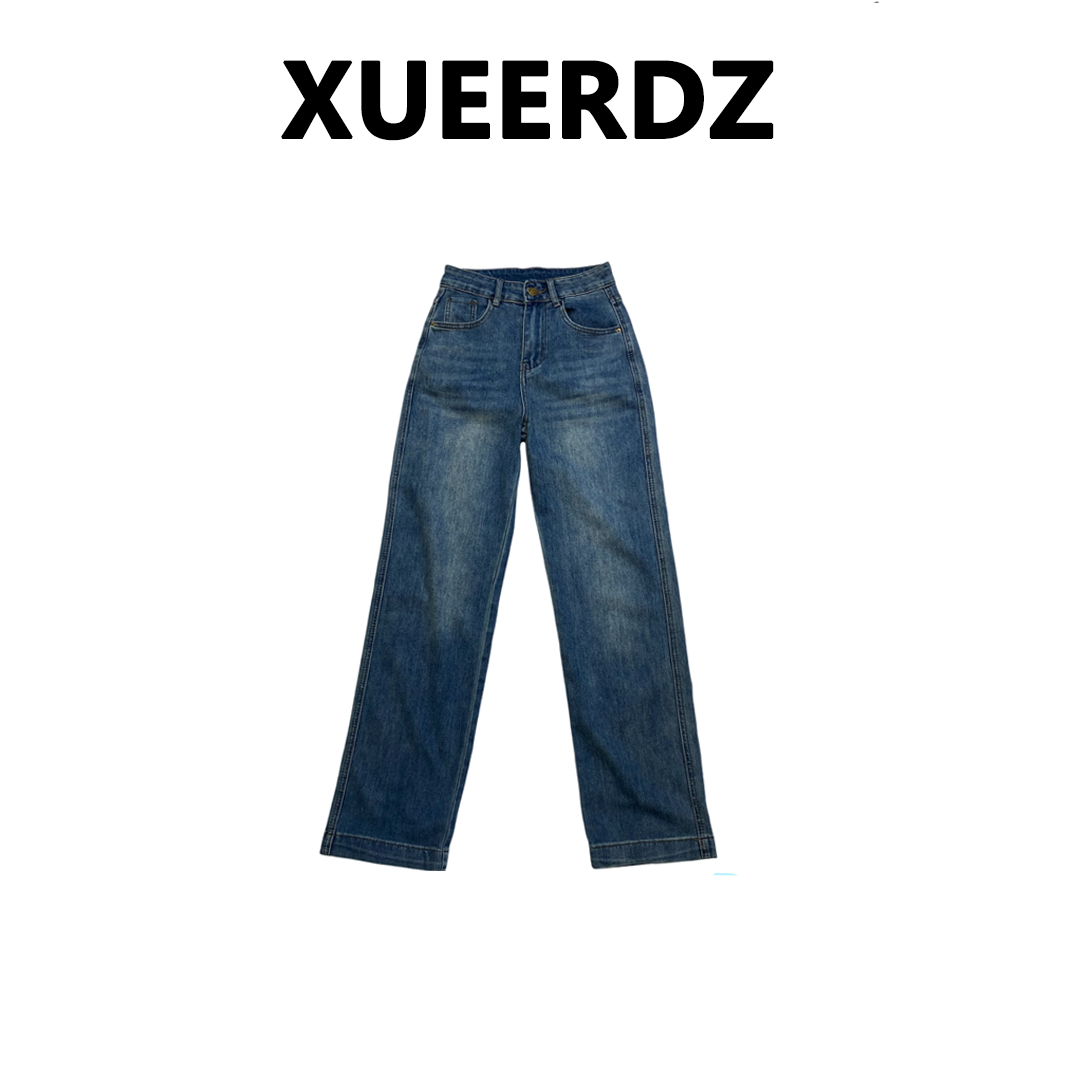 雪儿定制/香香牛仔 早秋设计显瘦时尚高街阔腿直筒裤井88085