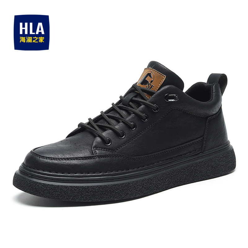 HLA/海澜之家男鞋休闲皮鞋2025冬季男士加绒板鞋增高百搭商务鞋子商品图