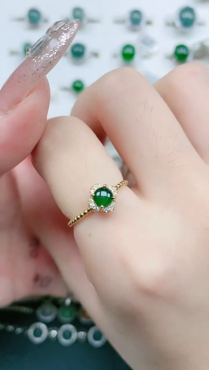 【闪购商品】翡翠戒指银S925镶嵌翡翠