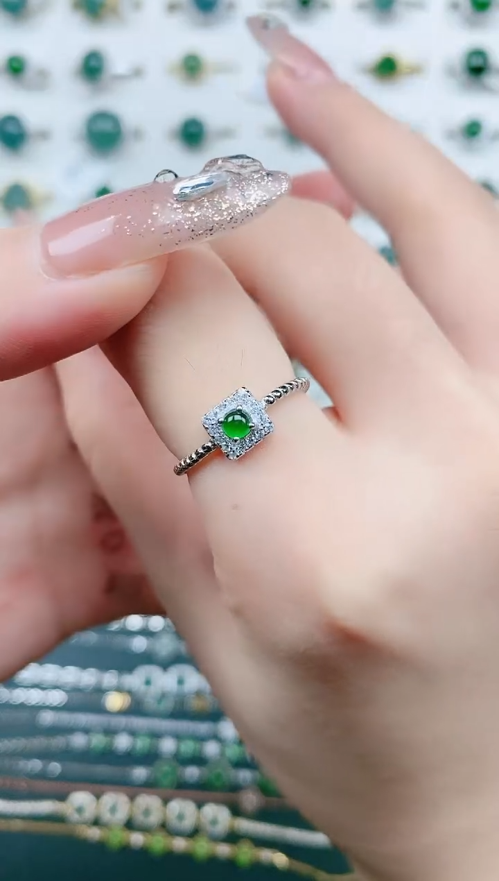 【闪购商品】翡翠戒指银S925镶嵌天然翡翠