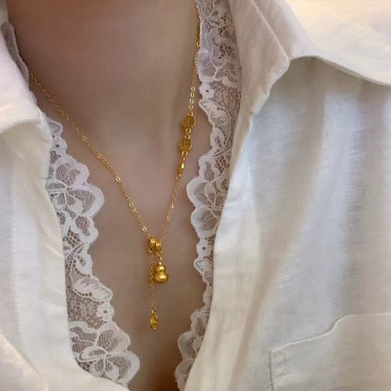 铜合金项链 铜合金项链 D319 时尚气质百搭葫芦轻奢精致项链