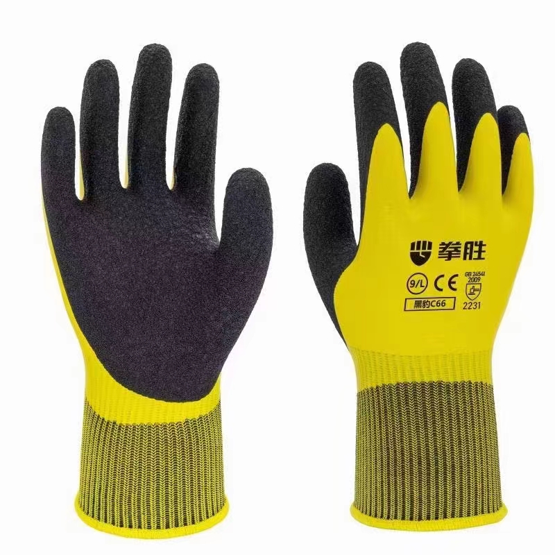 拳胜黑豹C66手套耐磨防滑防水防油手套