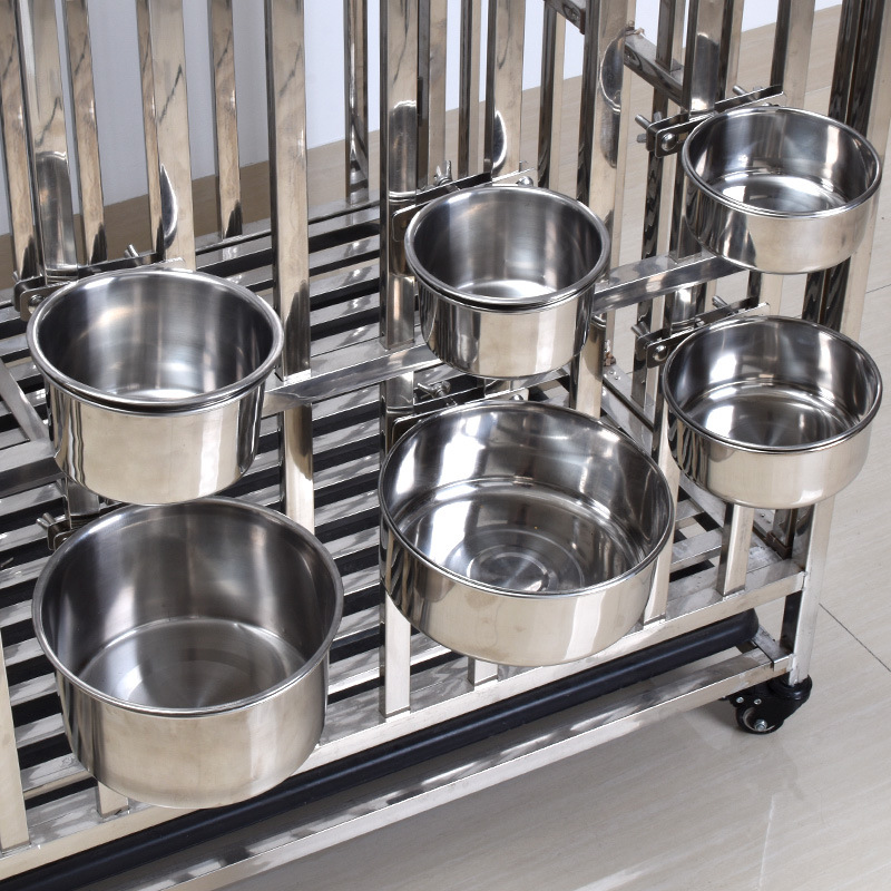 加厚狗盆狗碗防打翻悬挂式不锈钢宠物食盆猫盆固定喝水碗挂笼用品