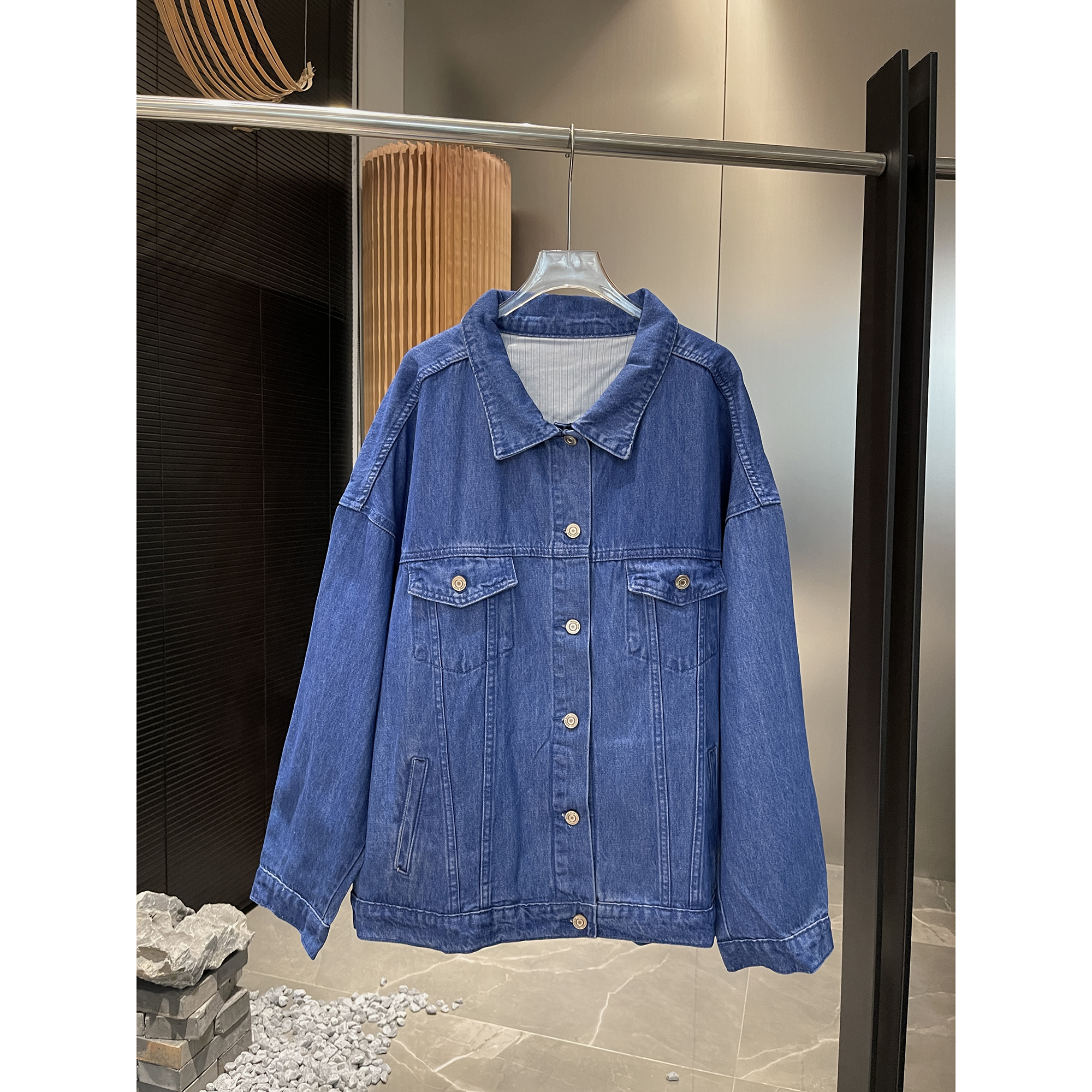 宽松大版蓝色牛仔外套3008-8（清）