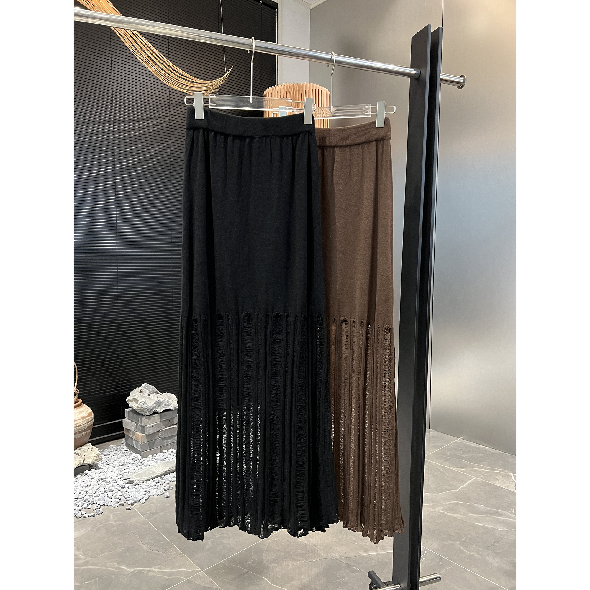 做破设计 长款针织半身裙2239（清）