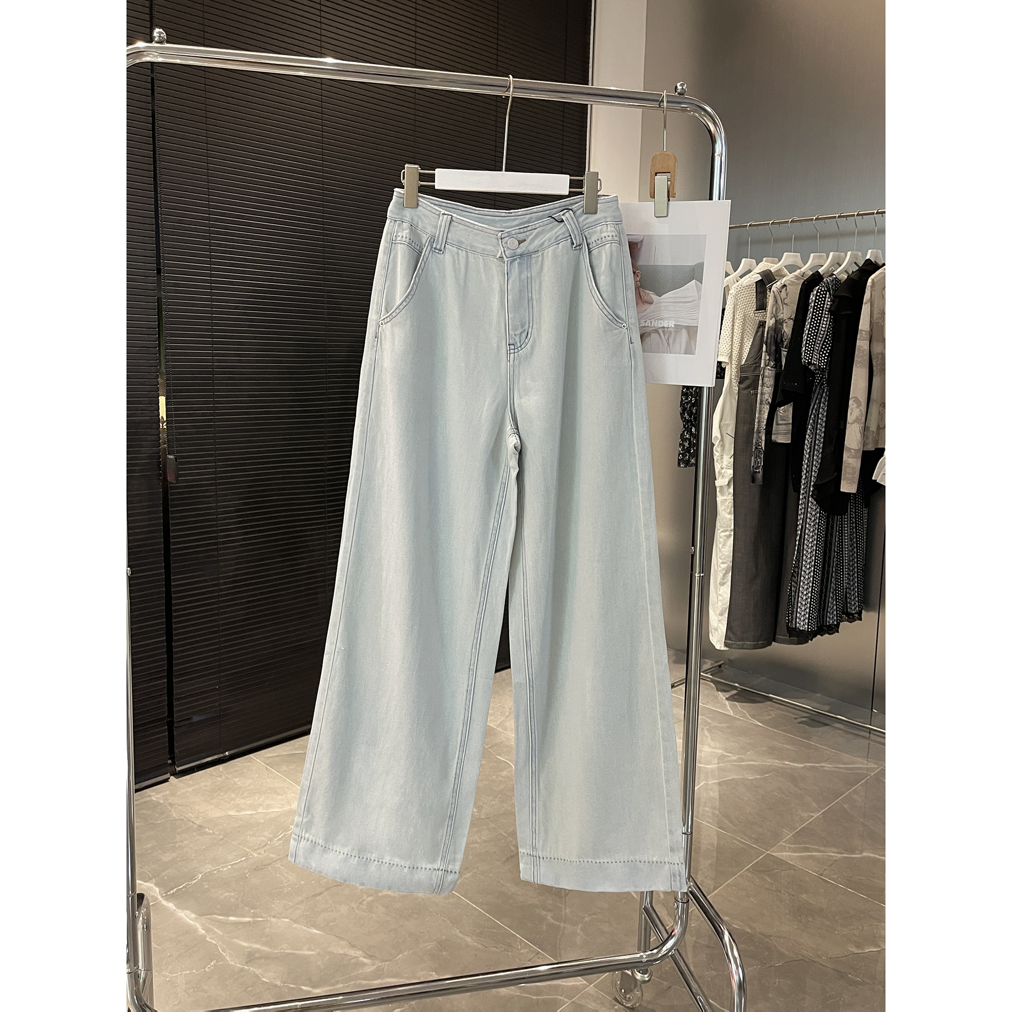 浅蓝色阔腿牛仔裤S1720（清）