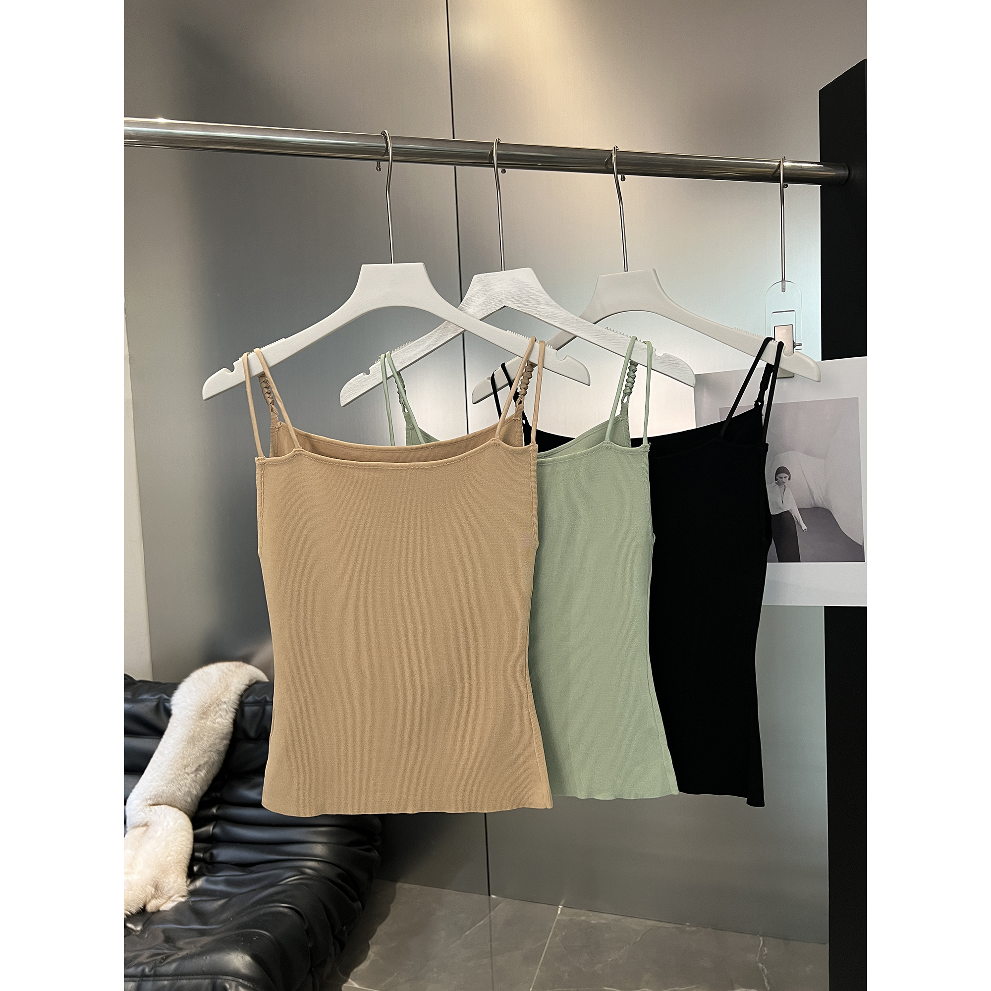 编织双肩带针织背心B8016（清）