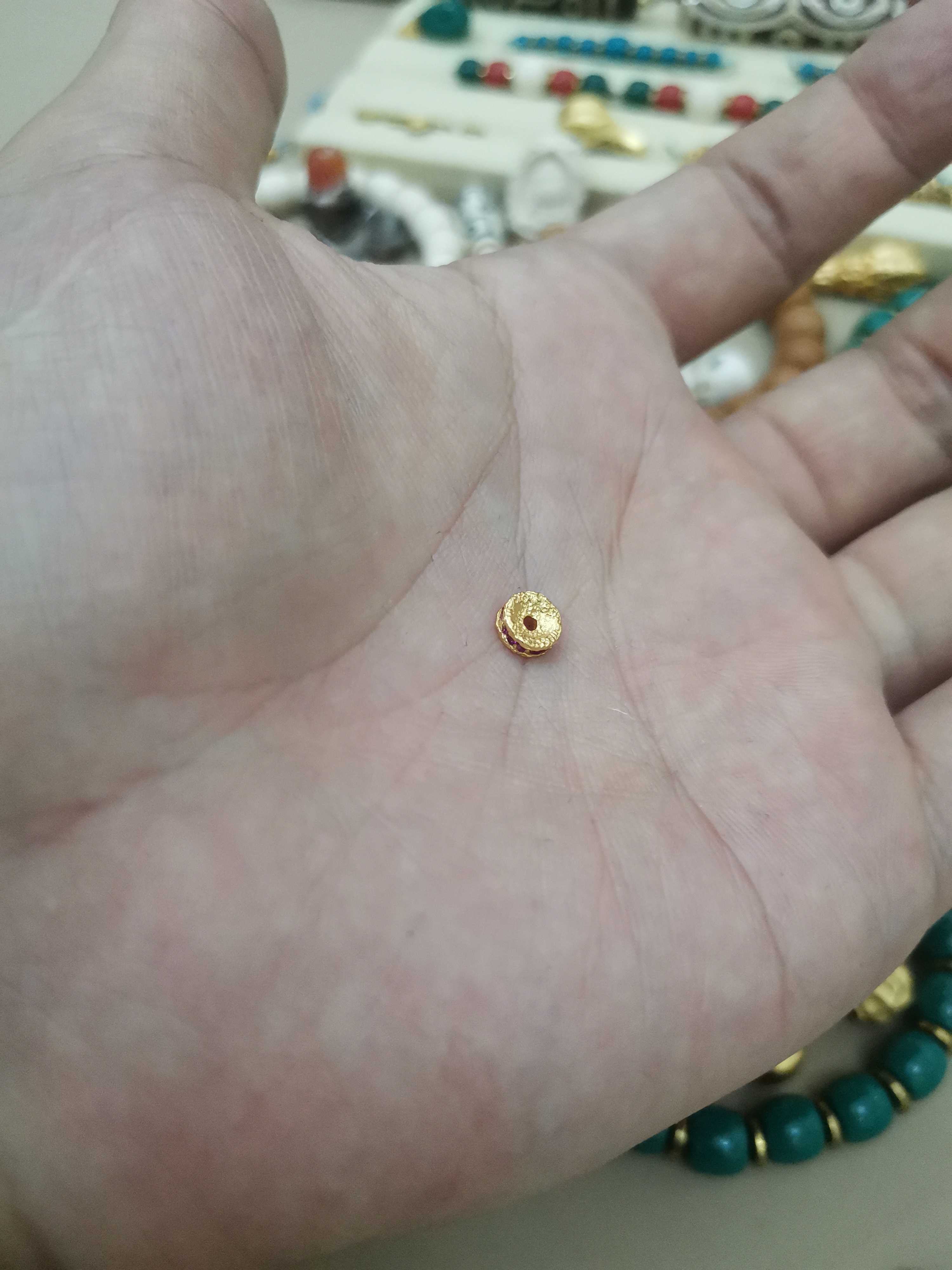 925银银制品 k6配饰隔片红色