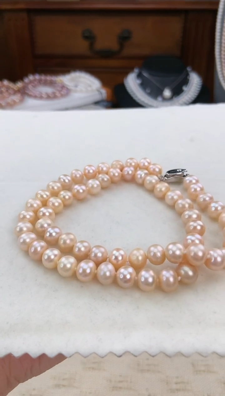 【闪购商品】淡水珍珠项链未镶嵌无核极光7-8mm天然珍珠590