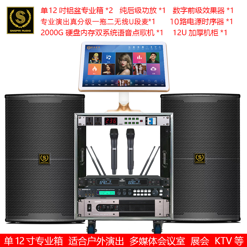 SNSPAI12寸KTV多媒体会议娱乐专业音响 15寸专业酒吧舞台演出音箱