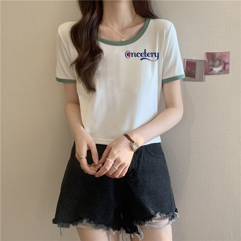 （曼儿短袖.-鱼鱼）新款短袖撤柜圆领百搭半袖韩版上衣