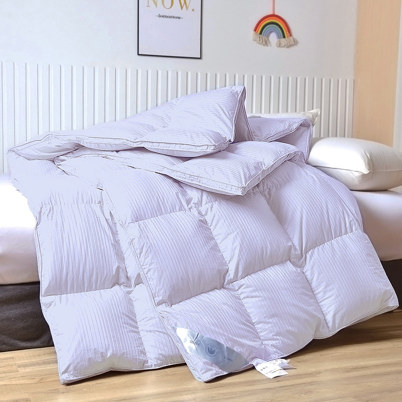 【好评98%】全棉缎条纹高精密半成品羽绒被壳防跑绒立衬双边工艺