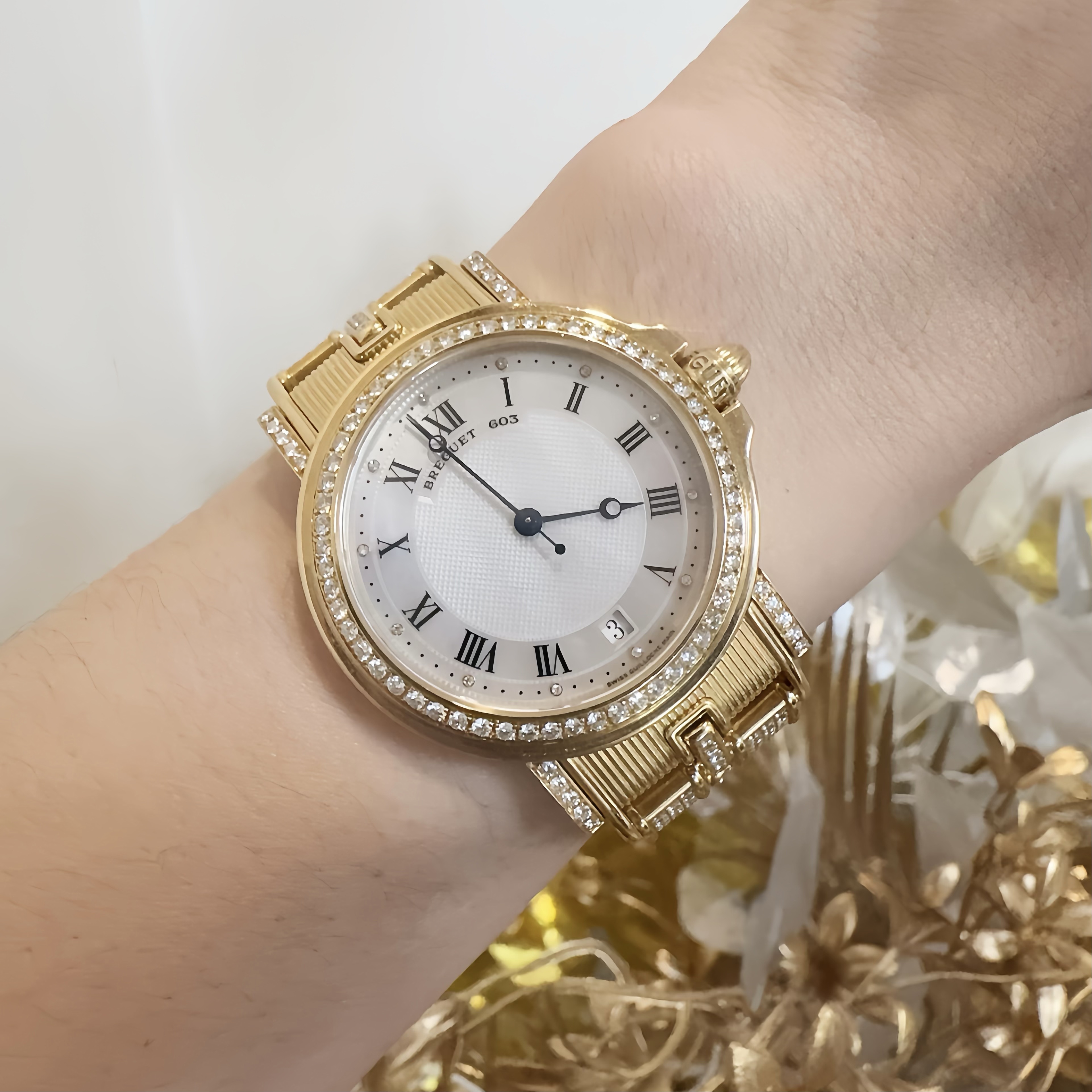 99新 BREGUET/宝玑 航海系列18k黄金原镶钻自动机械女表