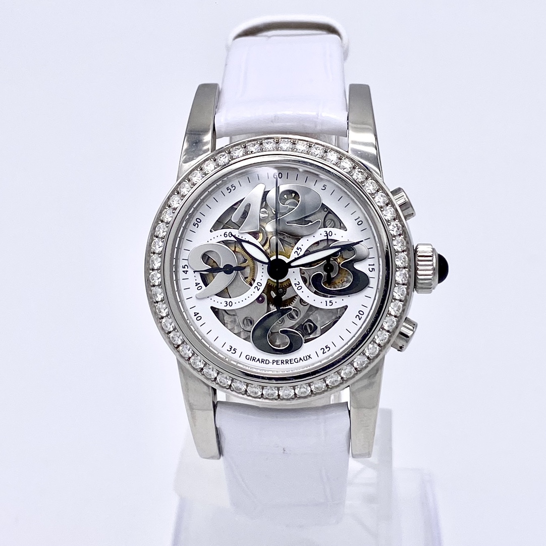 99新 Girard- Perregaux/芝柏表 原钻镂空盘背透精钢自动机械女表