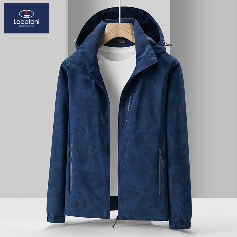 春秋2025薄款防风防水透气情侣款连帽休闲大码户外运动登山服